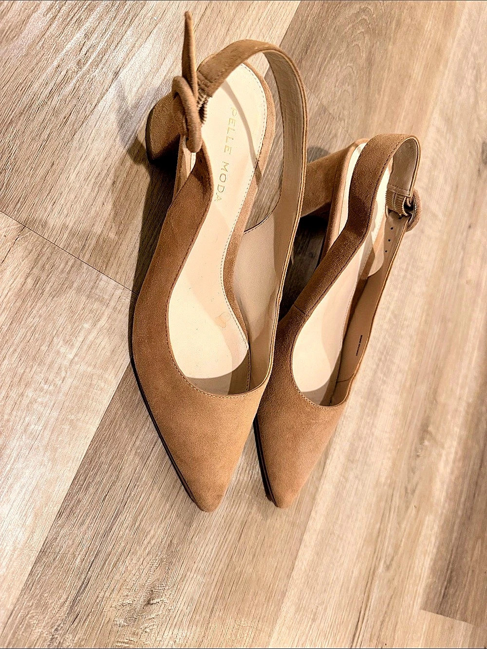 Pelle Moda Pointed-Toe Slingback Heels in Brown